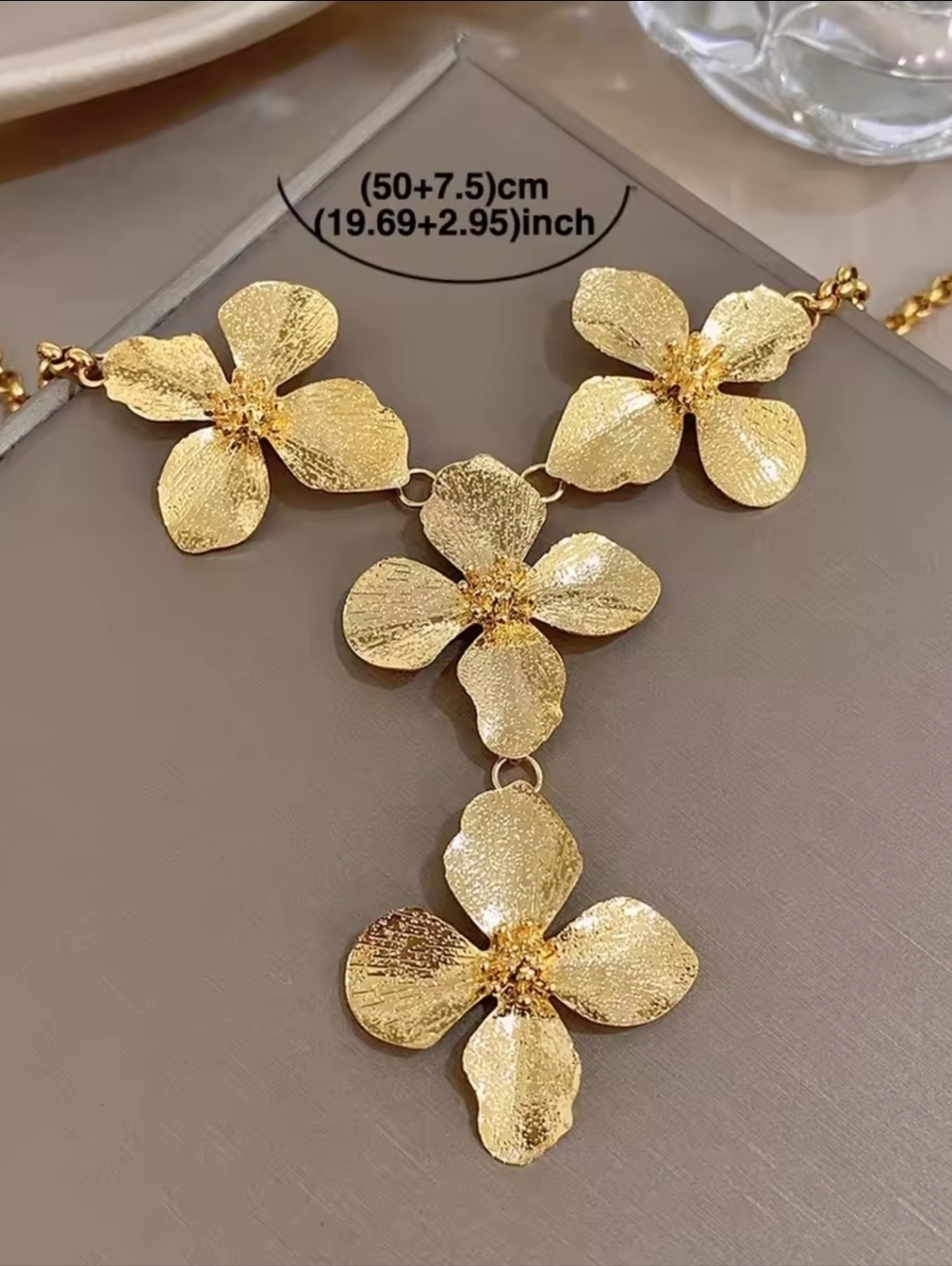 Gold Floral Link Necklace - Picture 4 of 5